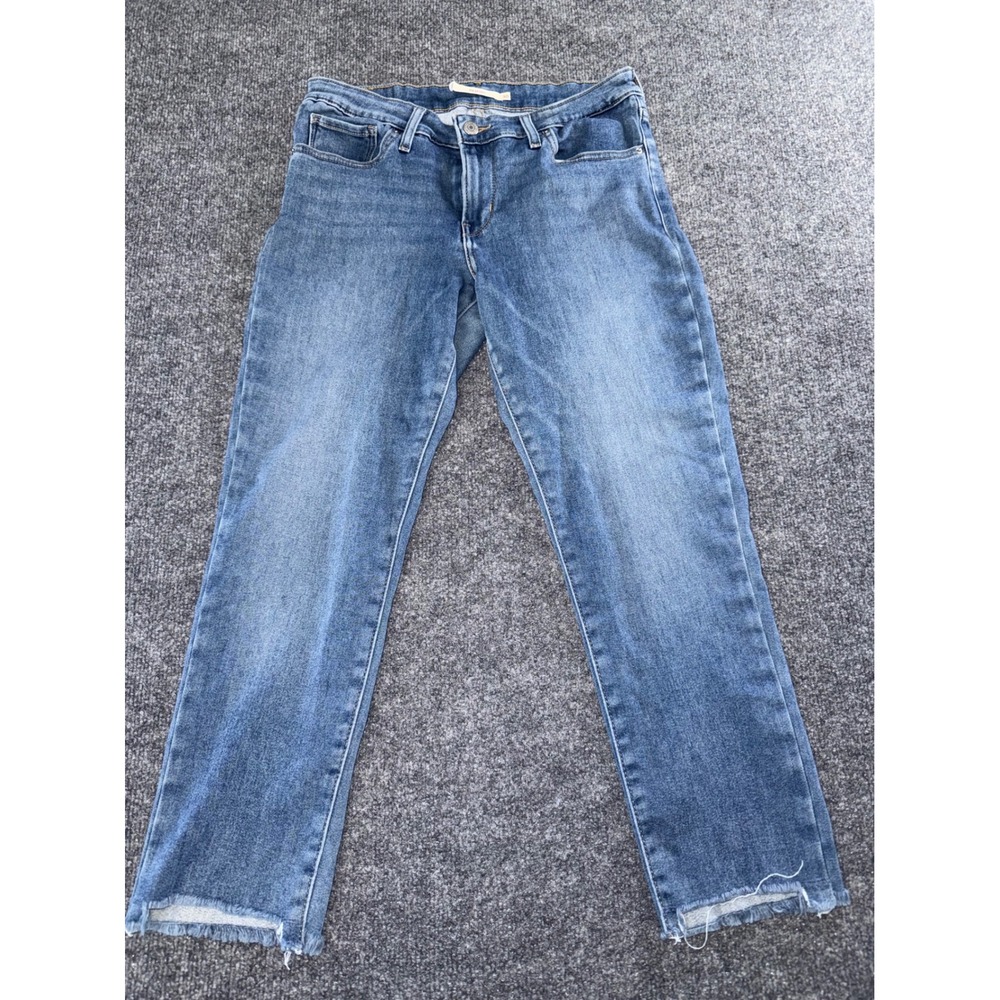 Levis 711 Skinny Jeans Mens 30 Medium Wash Blue Raw Hem Denim Denim Pants
